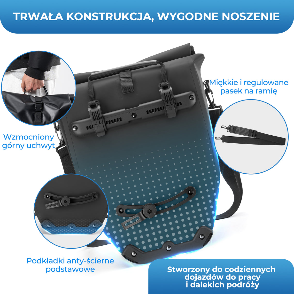 ROCKBROS Torba Rowerowa Na Bagażnik W Pełni Wodoodporna I Odblaskowa 20L -AS-166 Torby na bagażnik