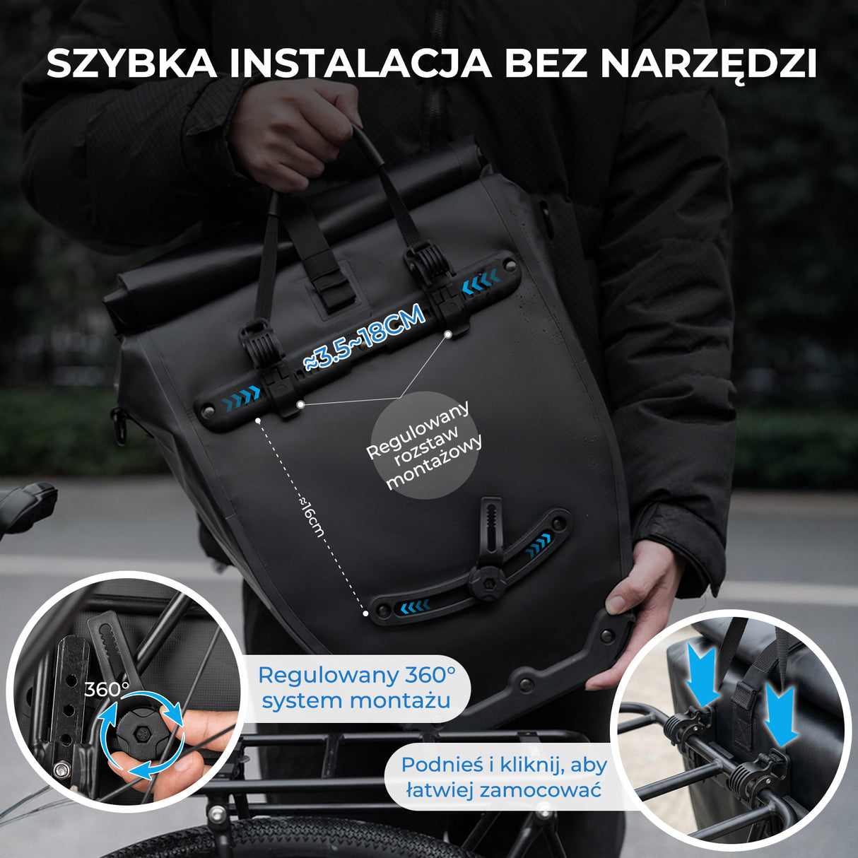 ROCKBROS Torba Rowerowa Na Bagażnik W Pełni Wodoodporna I Odblaskowa 20L -AS-166 Torby na bagażnik