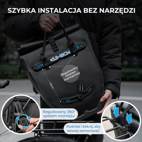 ROCKBROS Torba Rowerowa Na Bagażnik W Pełni Wodoodporna I Odblaskowa 20L -AS-166 Torby na bagażnik