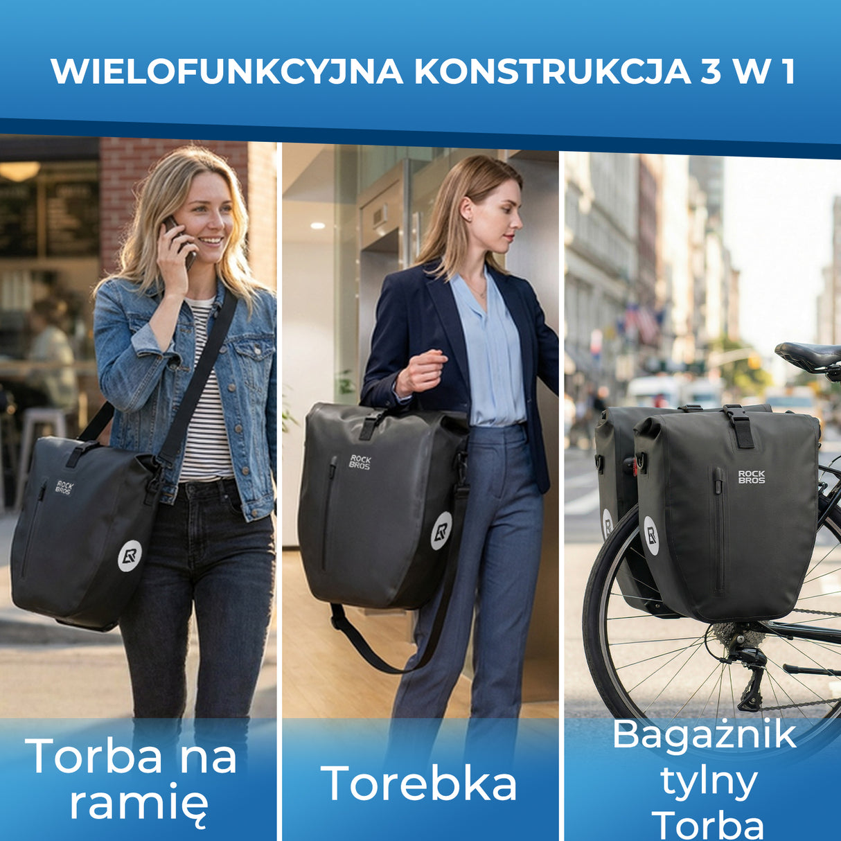 Torba Rowerowa Na Bagażnik W Pełni Wodoodporna I Odblaskowa 20L -AS-166