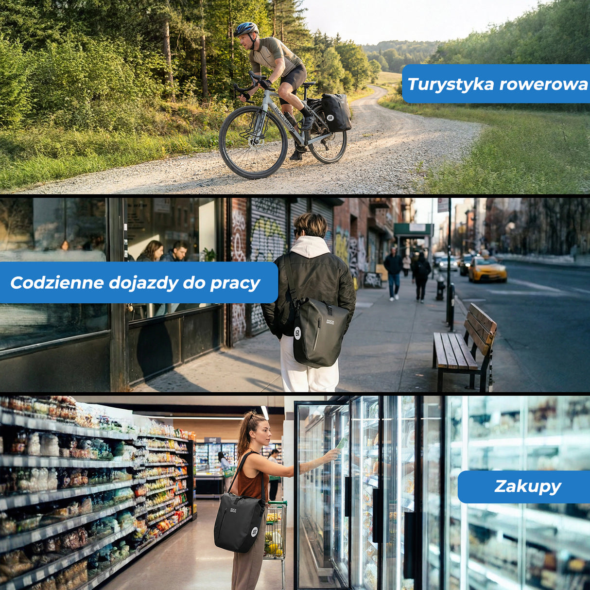 Torba Rowerowa Na Bagażnik W Pełni Wodoodporna I Odblaskowa 20L -AS-166