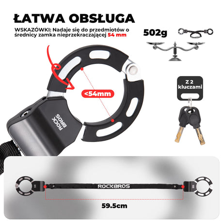ROCKBROS Zamek Łańcuchowy Do Roweru I Hulajnogi Zapięcia
