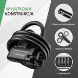 ROCKBROS Zamek do Hulajnogi i Roweru 4-Cyfrowa Kombinacja, Stal Węglowa