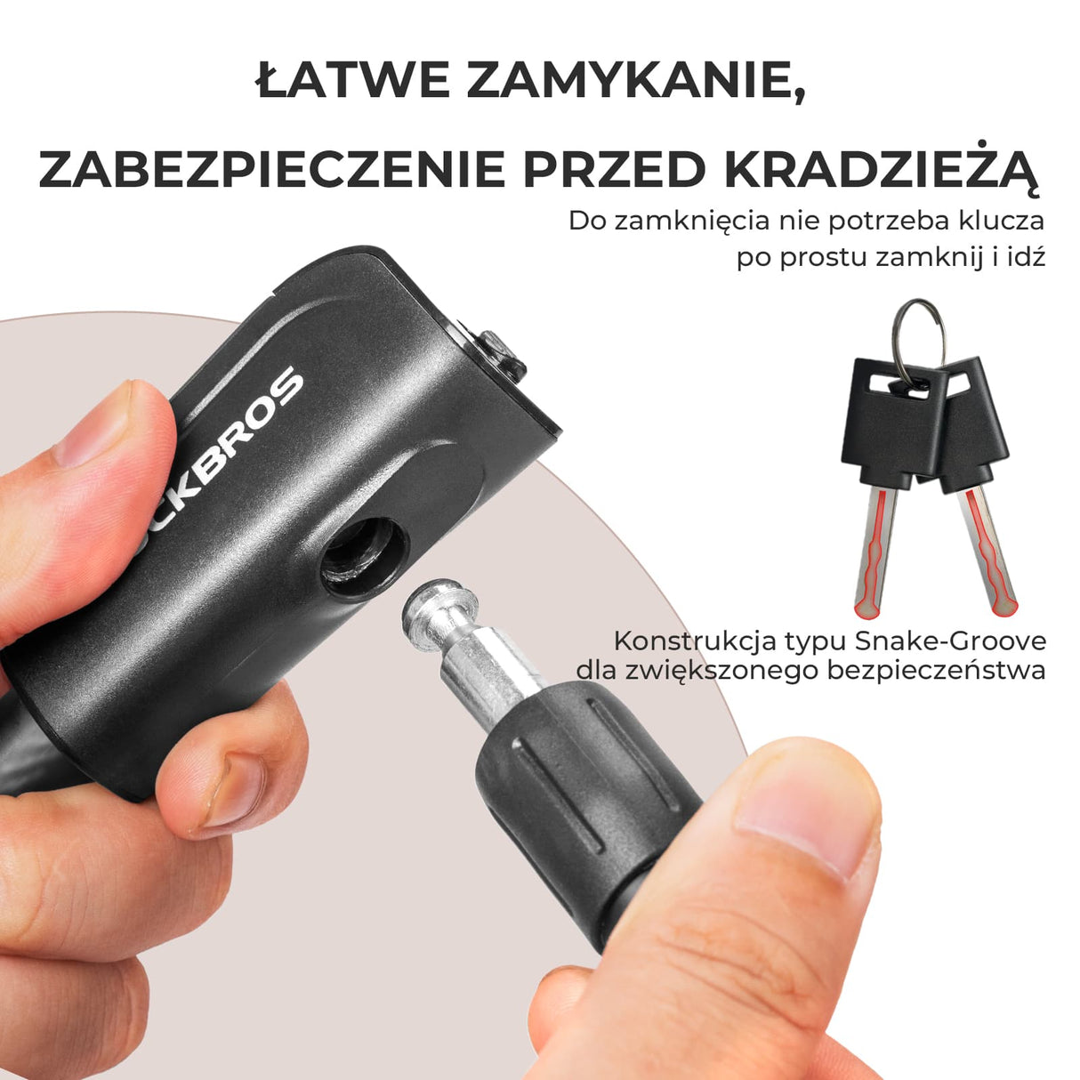 ROCKBROS Zapięcie Rowerowe 110 cm / 11 mm Wytrzymałe, Bezpieczne i Uniwersalne Zapięcia