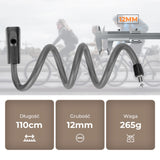 ROCKBROS Zapięcie Rowerowe 110 cm / 11 mm Wytrzymałe, Bezpieczne i Uniwersalne Zapięcia