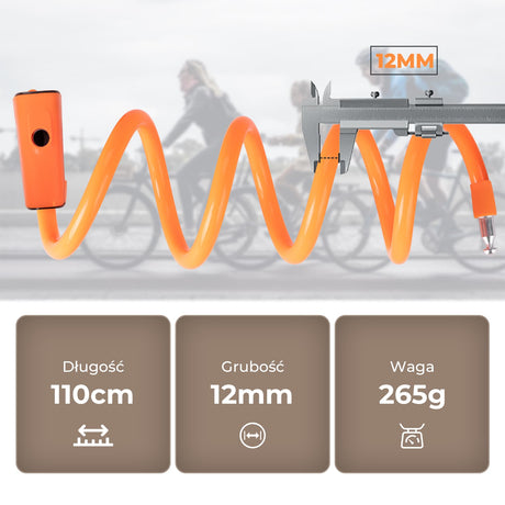 ROCKBROS Zapięcie Rowerowe 110 cm / 11 mm Wytrzymałe, Bezpieczne i Uniwersalne Zapięcia