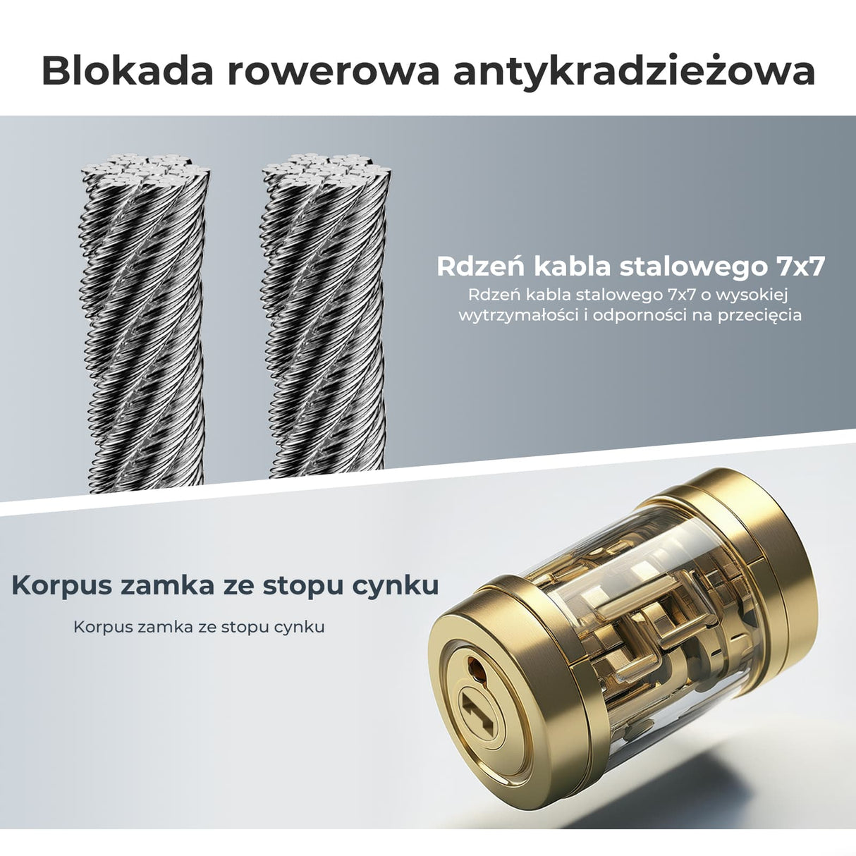 ROCKBROS Zapięcie Rowerowe 110 cm / 11 mm Wytrzymałe, Bezpieczne i Uniwersalne Zapięcia