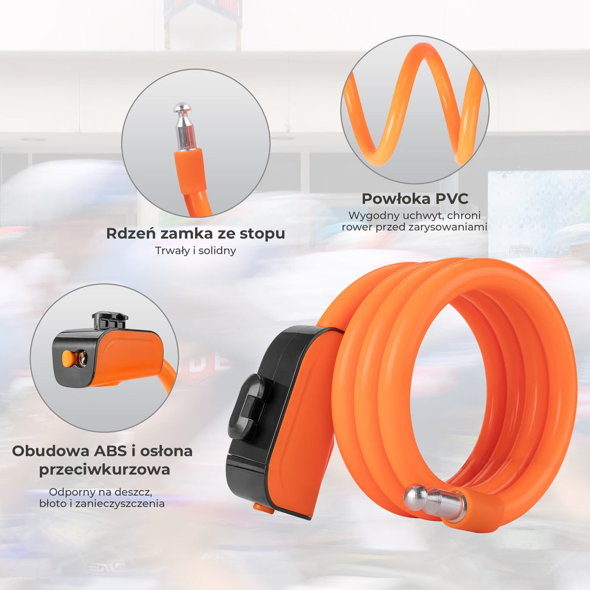 ROCKBROS Zapięcie Rowerowe 110 cm / 11 mm Wytrzymałe, Bezpieczne i Uniwersalne Zapięcia