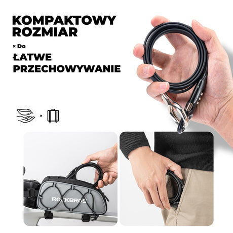 ROCKBROS Zapięcie Rowerowe Kabel Antykradzieżowy Na Kod 150 cm-PL3001 Zapięcia