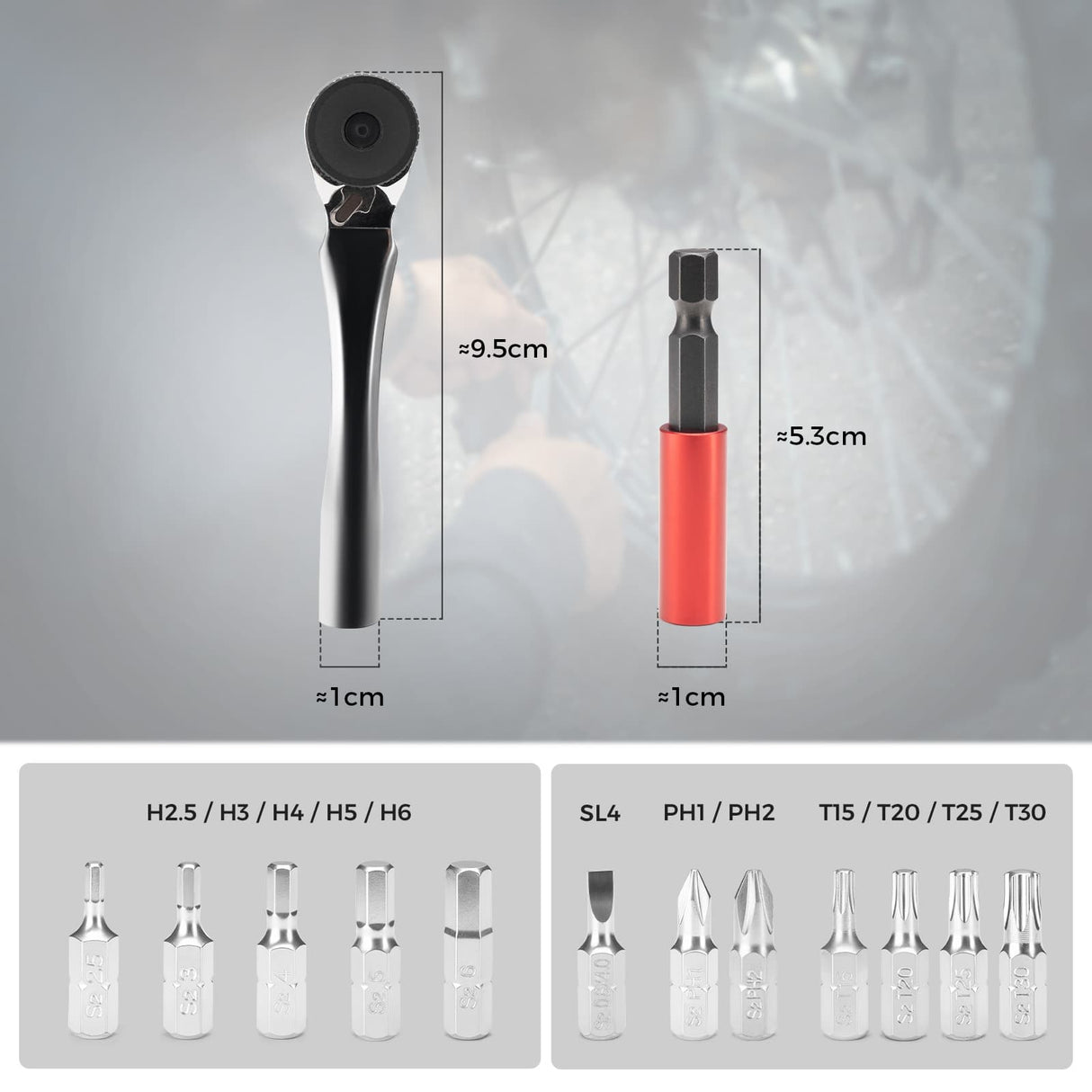 ROCKBROS Zestaw Narzędzi Z Grzechotką Typu Flip-top Mini-TG-T8008 Narzędzia do naprawy roweru