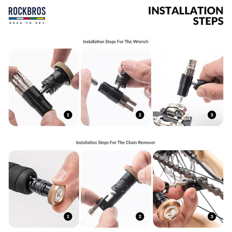 ROCKBROS Zestaw Naprawczy 6 w 1 z Rozkuwaczem do Łańcucha Narzędzia do naprawy roweru