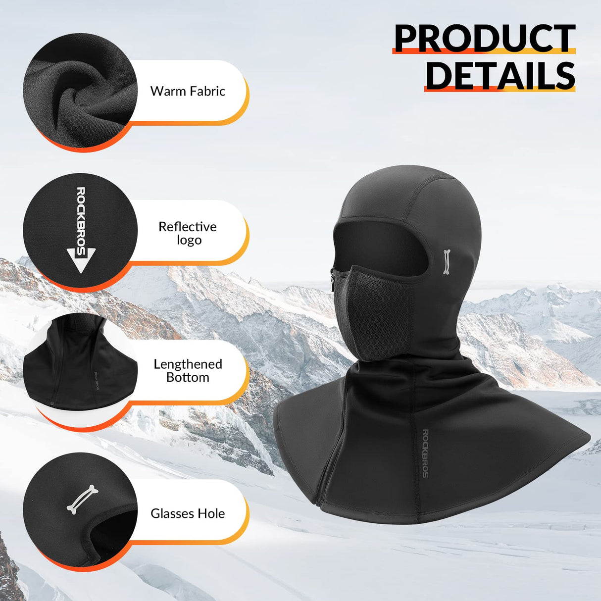ROCKBROS Kominiarka Motocyklowa Rowerowa Zimowa Mężczyźni Kobiety Ciepła Narciarska Oddychająca Maska-YPP088 Kominiarki
