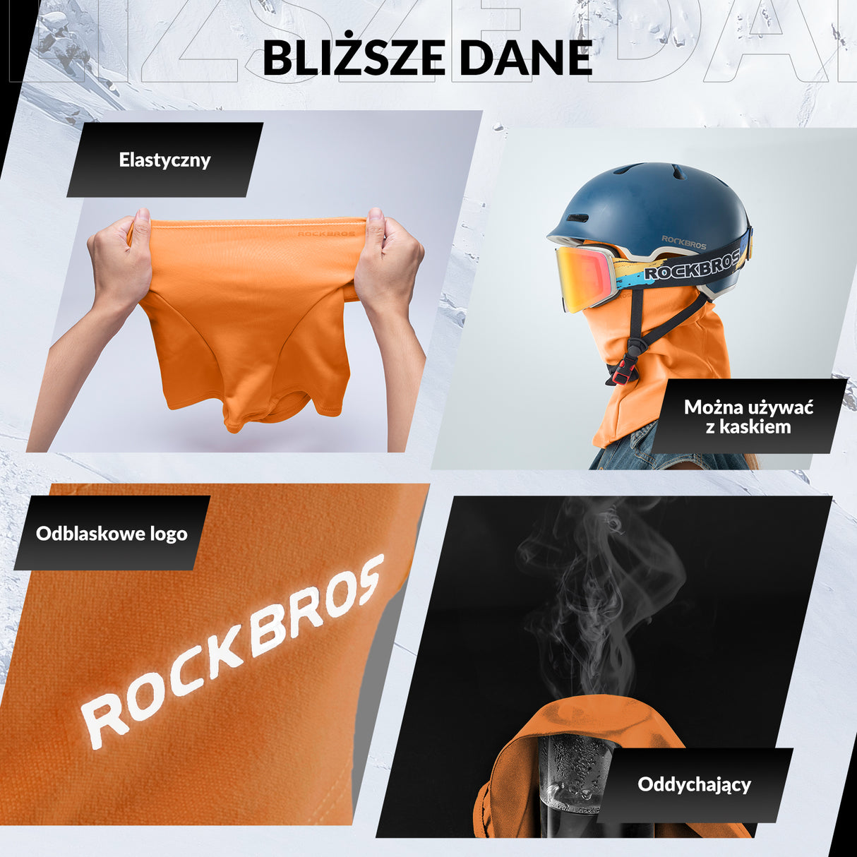 ROCKBROS Kominiarka Jesienno-Zimowa Wiatroszczelna Przeciwpyłowa Oddychająca Jeden Rozmiar-LF7345 Kominiarki