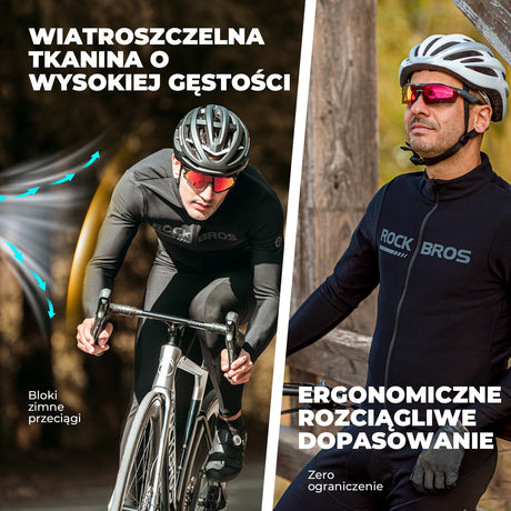ROCKBROS Zimowa Odzież Rowerowa Męska Ciepła, Oddychająca, Wiatroszczelna