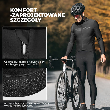 ROCKBROS Zimowa Odzież Rowerowa Męska Ciepła, Oddychająca, Wiatroszczelna