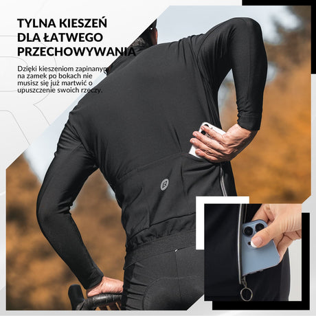 ROCKBROS Zimowa Odzież Rowerowa Męska Ciepła, Oddychająca, Wiatroszczelna