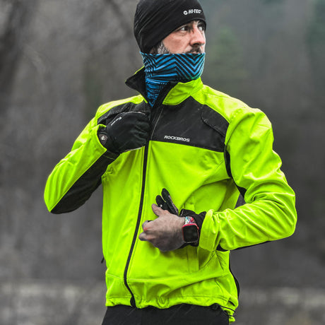 ROCKBROS Zimowa Wiatroodporna Kurtka Rowerowa Typu Softshell Mężczyźni