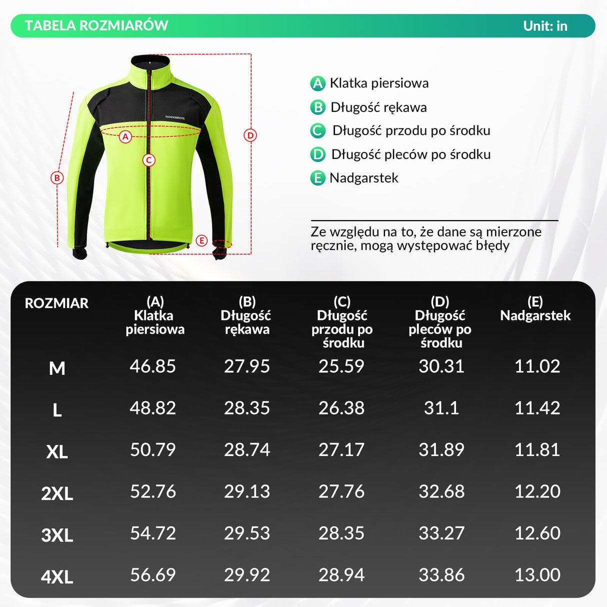 ROCKBROS Zimowa Wiatroodporna Kurtka Rowerowa Typu Softshell Mężczyźni