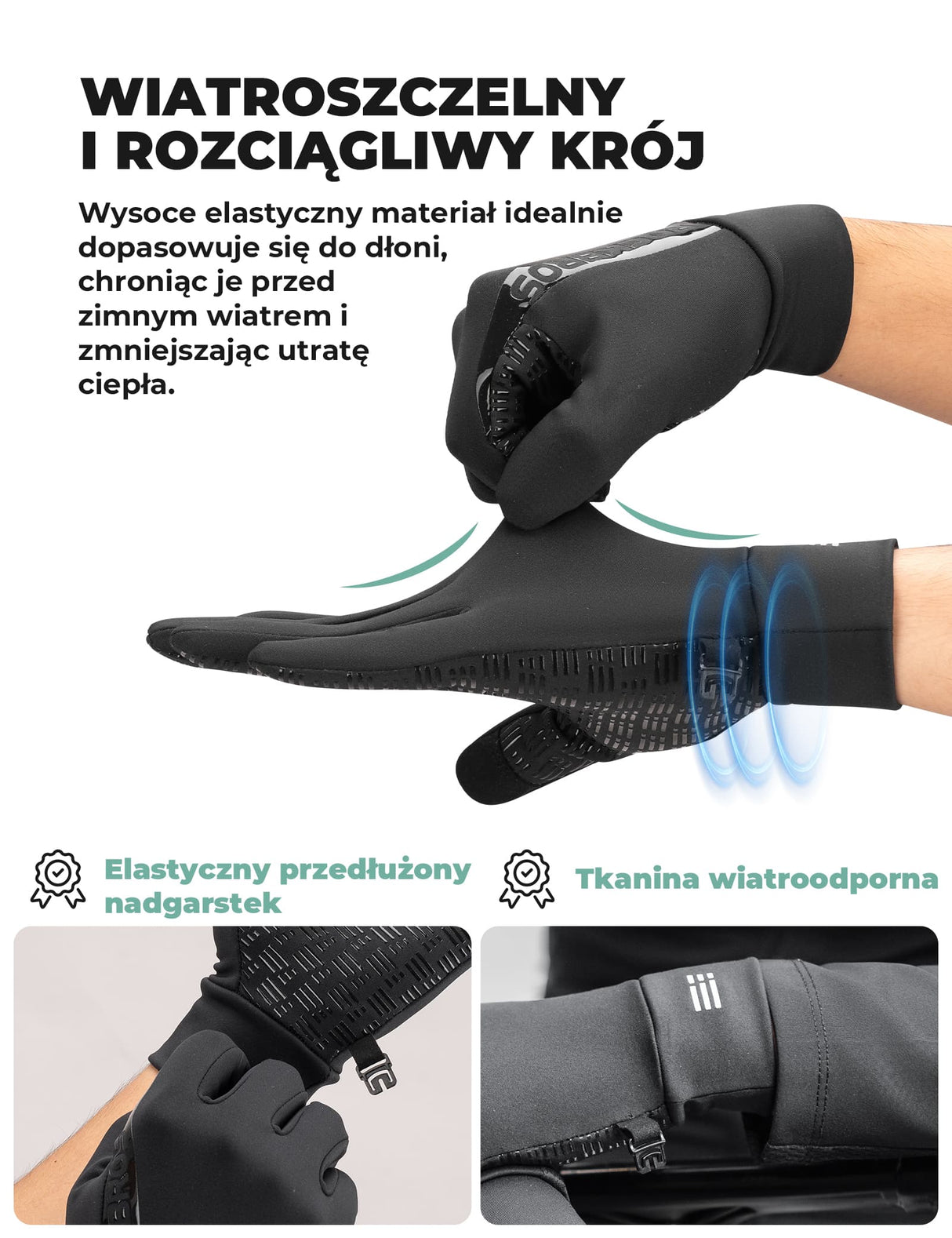 Zimowe Rękawice Rowerowe Z Grafenem Oddychające 5–15°C– S414