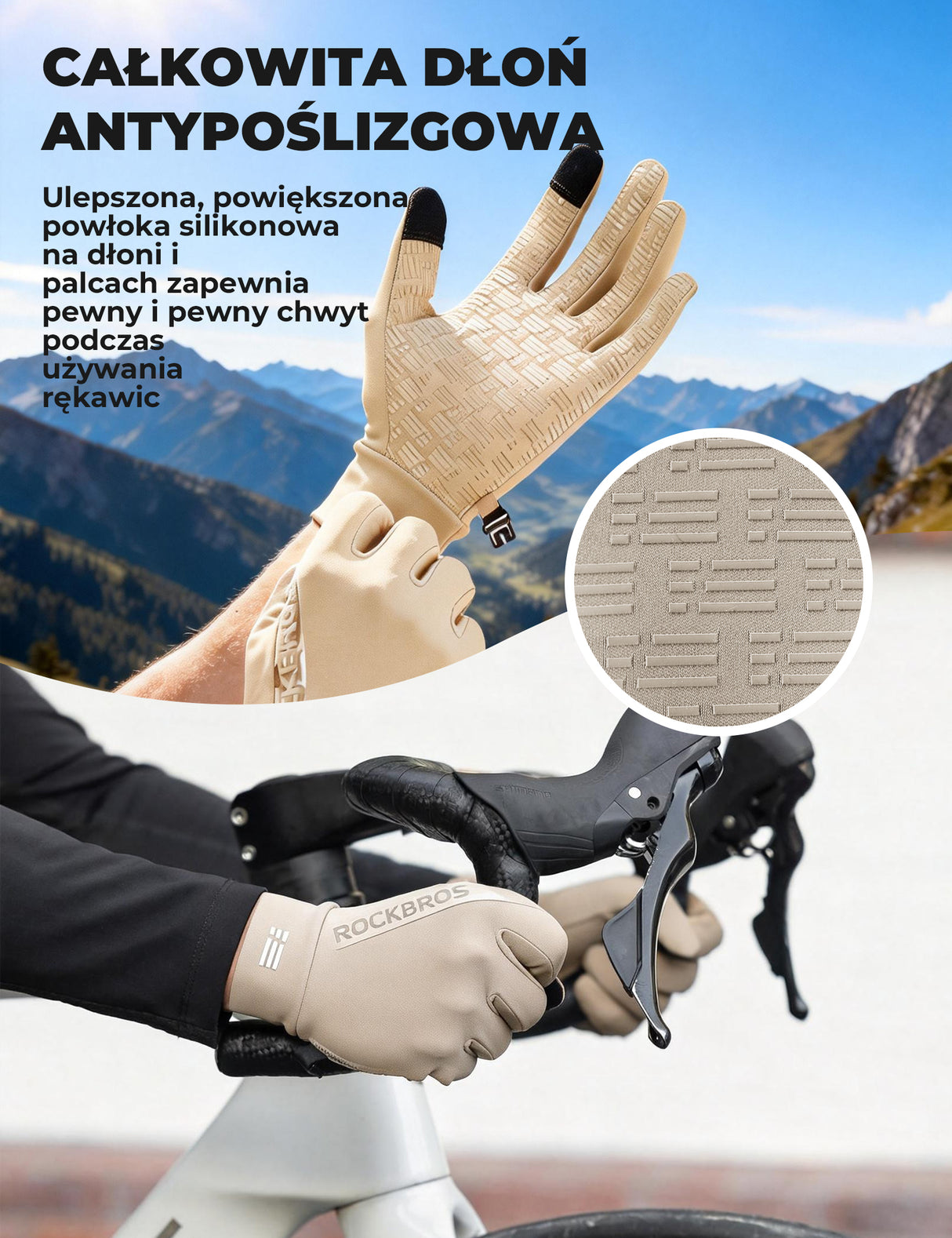 Zimowe Rękawice Rowerowe Z Grafenem Oddychające 5–15°C– S414