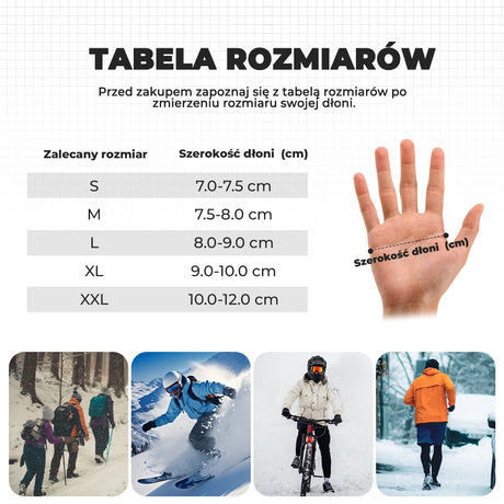 ROCKBROS Zimowe Rękawiczki Rowerowe – Ciepłe, Dotykowe, Oddychające