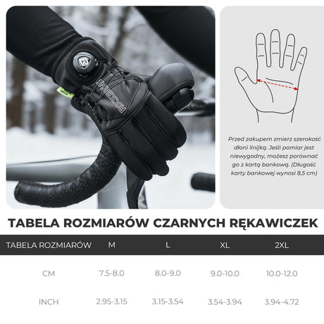 ROCKBROS Zimowe Rękawiczki Rowerowe Ocielane, Dotykowe i Odblaskowe-S351 Rękawiczki