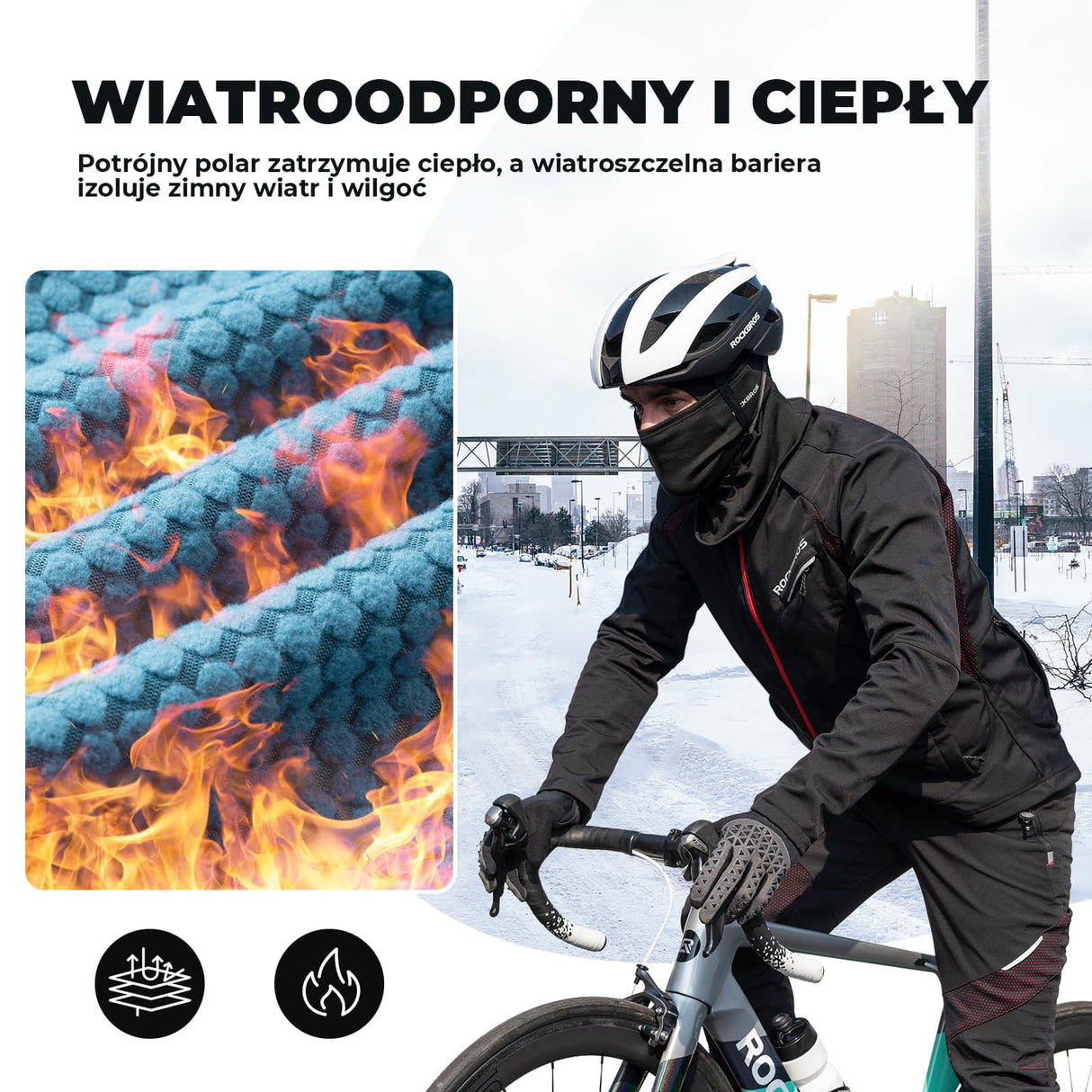 ROCKBROS Spodnie Rowerowe Zimowe Męskie Wiatroszczelny i Wodoodporny-YPK007-1 Spodnie