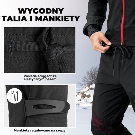 ROCKBROS Spodnie Rowerowe Zimowe Męskie Wiatroszczelny i Wodoodporny-YPK007-1 Spodnie