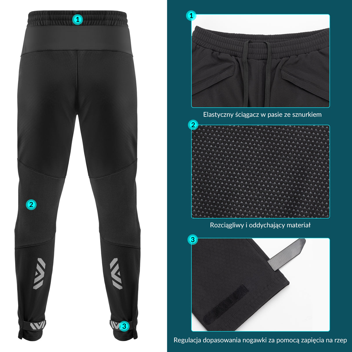 ROCKBROS Spodnie Rowerowe Męskie Długie Narciarskie Ciepły Polar-YPK030-1 Spodnie