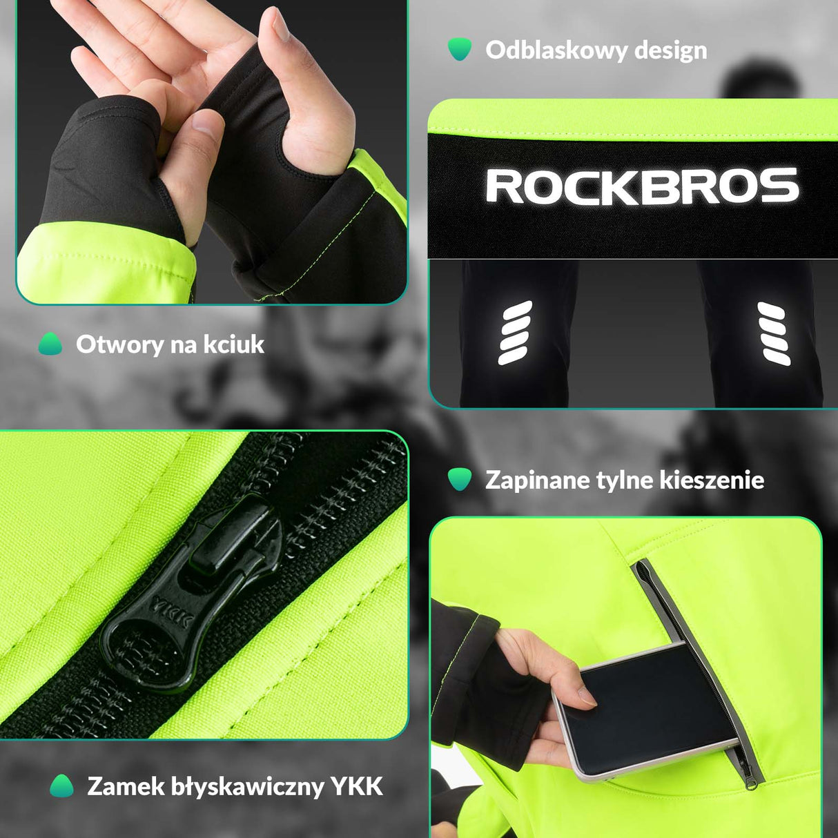 ROCKBROS Zimowy Komplet Rowerowy Męski Kurtka i Spodnie，Miękki, Ciepły, Dopasowany Do Ciała