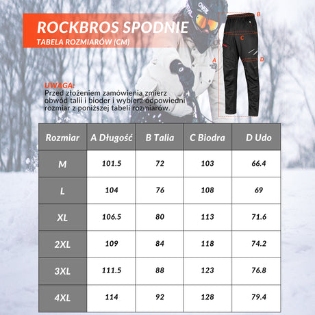 ROCKBROS Zimowy Zestaw Rowerowy – Kurtka i Spodnie z Ochroną przed Wiatrem i Deszczem