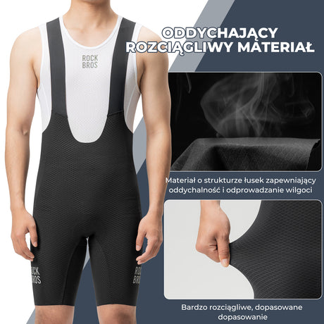 ROCKBROS Męskie Spodenki Rowerowe na Szelkach Spodnie rowerowe na szelkach