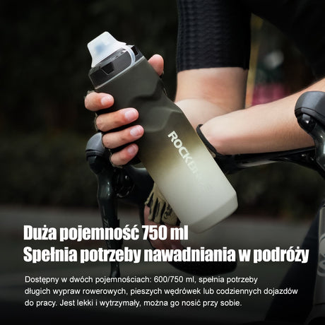 ROCKBROS „Skin-Feel” butelka rowerowa 600 / 750 ml z osłoną przeciwkurzową, lekki i antypoślizgowy