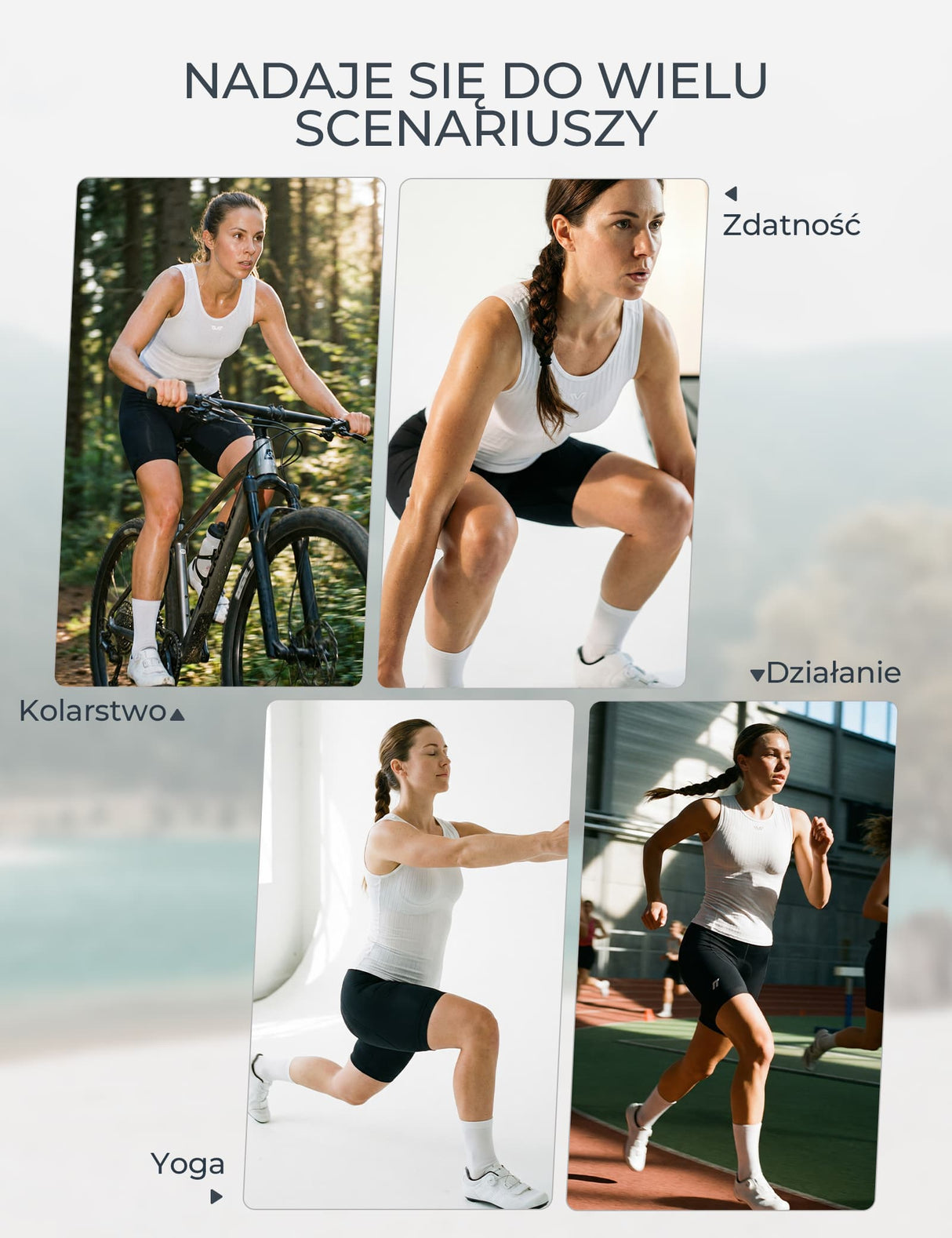 Damska Koszulka Rowerowa 2w1 Wbudowany Stanik