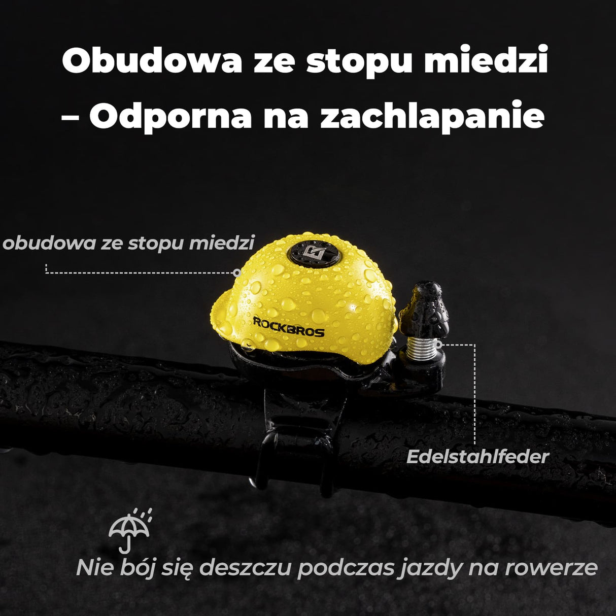 ROCKBROS Dzwonek Rowerowy 80 dB Aluminiowy, Wodoodporny i Łatwy w Montażu-2025-1A Dzwonki