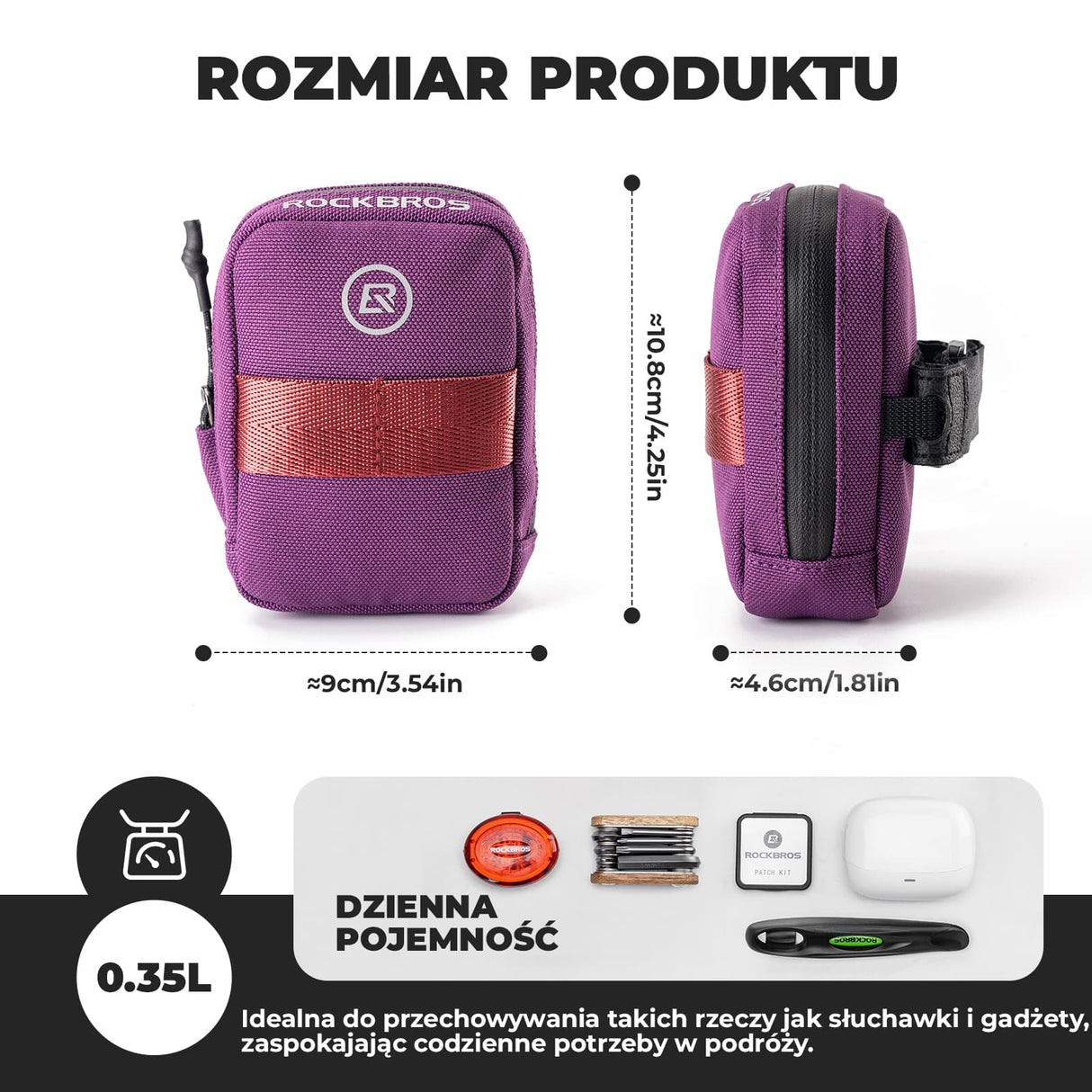 ROCKBROS Kompaktowa Torba Podsiodłowa 0,35 L - F006 Torby podsiodłowe