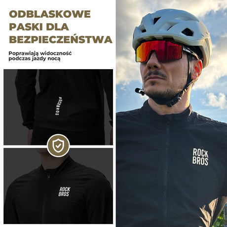 ROCKBROS Kurtka Rowerowa z Długim Rękawem – Wiatroszczelna, Składana, z Wentylacją i Elementami Odblaskowymi-Moro