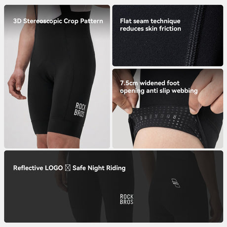 ROCKBROS Męskie Spodenki Rowerowe Na Szelkach Z Wkładką Elastic Interface® - YDDK018 Spodenki z szelkami