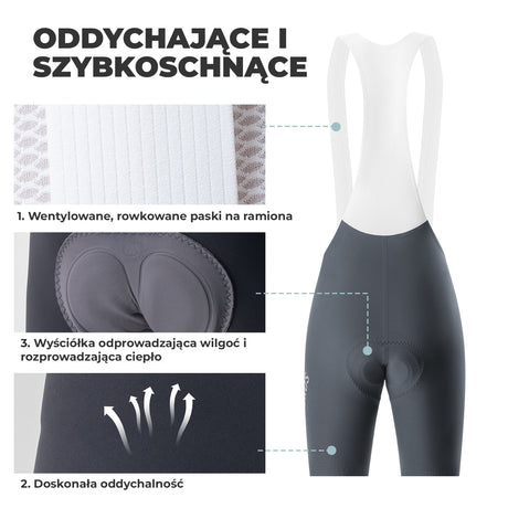 ROCKBROS Męskie Spodenki Rowerowe Z Szelkami, Oddychające Amortyzujące I Wyściełane-YDDK008 Spodnie rowerowe na szelkach