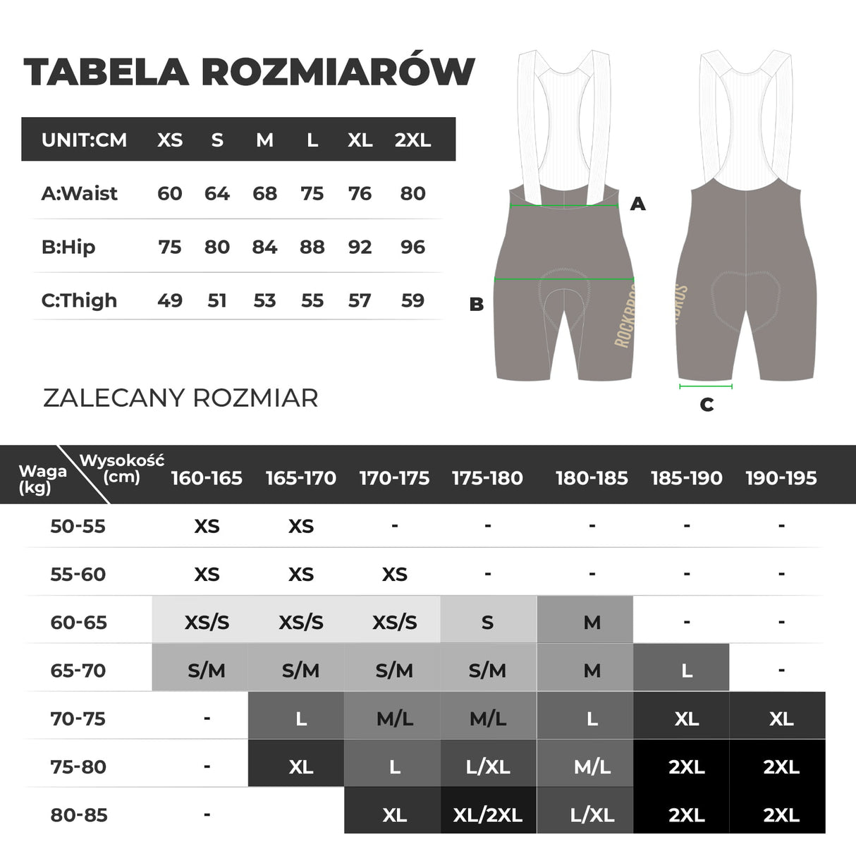ROCKBROS Męskie Spodenki Rowerowe Z Szelkami, Oddychające Amortyzujące I Wyściełane-YDDK008 Spodnie rowerowe na szelkach