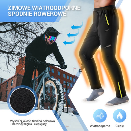 ROCKBROS Męskie Spodnie Rowerowe z Podszewką z Polaru – Elastyczne, Ciepłe Każdą Pogodę