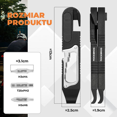 ROCKBROS Zestaw Narzędzi Rowerowych 16 W 1 Mini Tool Łyżki Do Opon Z Kluczem Z Grzechotką Narzędzia do naprawy roweru