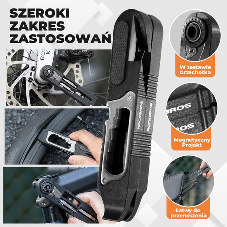 ROCKBROS Zestaw Narzędzi Rowerowych 16 W 1 Mini Tool Łyżki Do Opon Z Kluczem Z Grzechotką Narzędzia do naprawy roweru
