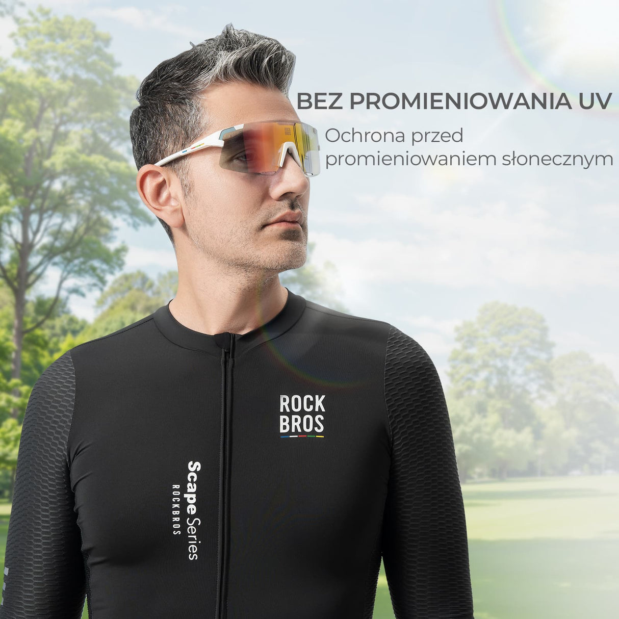 ROCKBROS Okulary Fotochromowe/ Polaryzacyjne 3 pary soczewek wymiennych, ochrona UV-Rozowy
