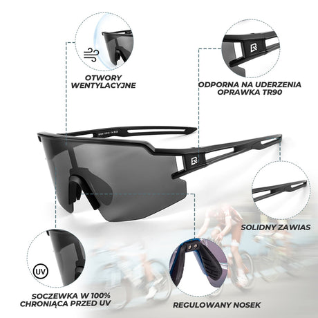 ROCKBROS Okulary Polaryzacyjne Kolarskie UV Gogle Rowerowe Sportowe-SP204 Okulary i gogle