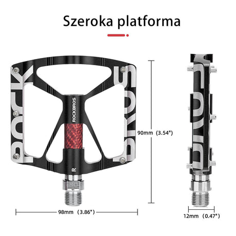 ROCKBROS Pedały Rowerowe 9/16" Aluminiowe Antypoślizgowe z Uszczelnionymi Łożyskami do MTB