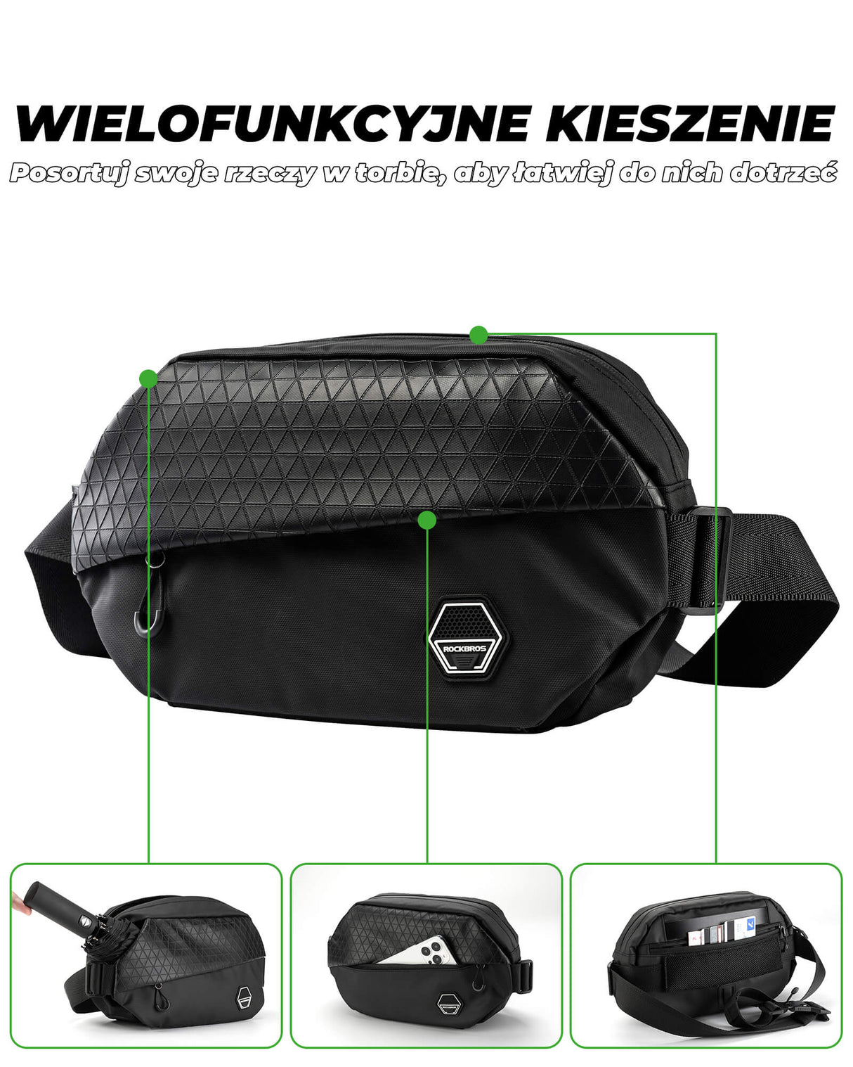 ROCKBROS Plecak 3,5L Wielofunkcyjny Odpowiedni na Motocykle i Rowery