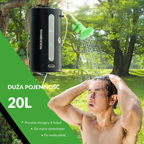 ROCKBROS Prysznic Kempingowy 20L z Pompką i Głowicą Termiczną do Podróży i Plaży