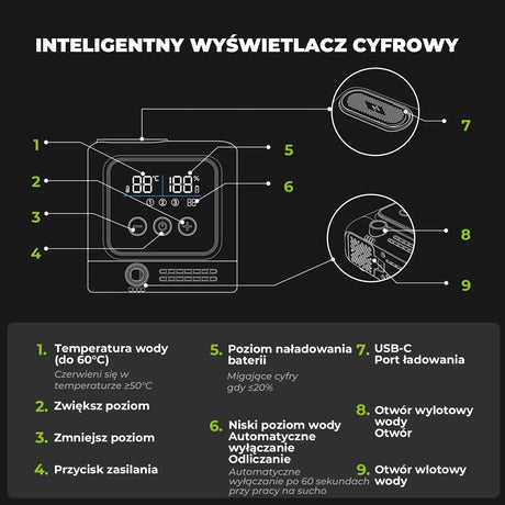 Qunature Qunature Przenośny Prysznic Turystyczny z Ekran LED Qunature-Biwak