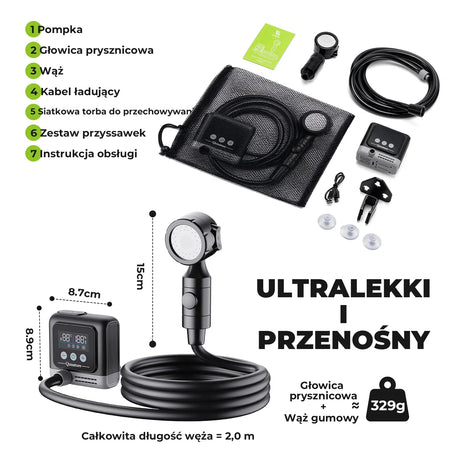 Qunature Qunature Przenośny Prysznic Turystyczny z Ekran LED Qunature-Biwak